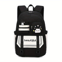 Cat Print Large Capacity Backpack Oxford Durable Lightweight School Backpack