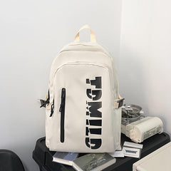 Letter Graphic Backpack Zipper Front Large Capacity Bookbag