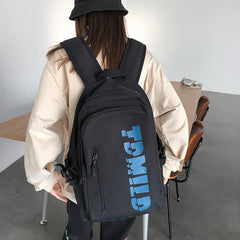 Letter Graphic Backpack Zipper Front Large Capacity Bookbag