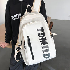 Letter Graphic Backpack Zipper Front Large Capacity Bookbag