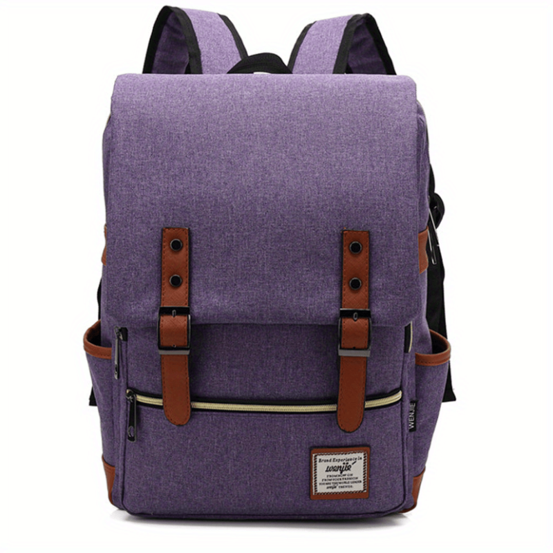 Vintage Canvas Flap Backpack Large Capacity School Bag Women's Daypack