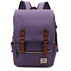 Vintage Canvas Flap Backpack Large Capacity School Bag Women's Daypack