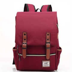 Vintage Canvas Flap Backpack Large Capacity School Bag Women's Daypack
