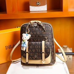 Letter Print Backpack Convertible Shoulder Bag Women's Top Handle Daypack