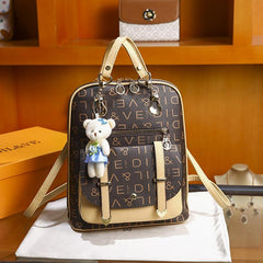 Letter Print Backpack Convertible Shoulder Bag Women's Top Handle Daypack