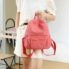 Small Solid Backpack Oxford Cloth Rucksack Preppy Style Casual
