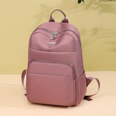Solid Versatile Backpack for School Zipper Storage Daypack Minimalist Laptop Bag