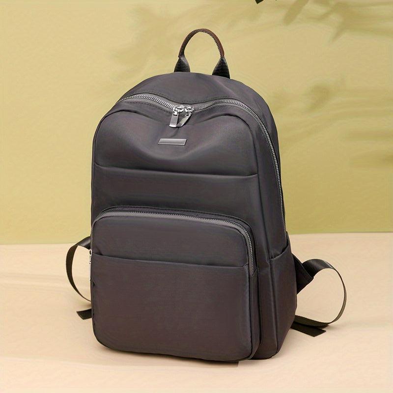 Solid Versatile Backpack for School Zipper Storage Daypack Minimalist Laptop Bag