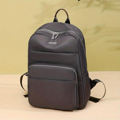 Solid Versatile Backpack for School Zipper Storage Daypack Minimalist Laptop Bag