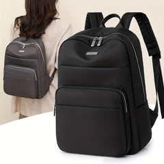 Solid Versatile Backpack for School Zipper Storage Daypack Minimalist Laptop Bag