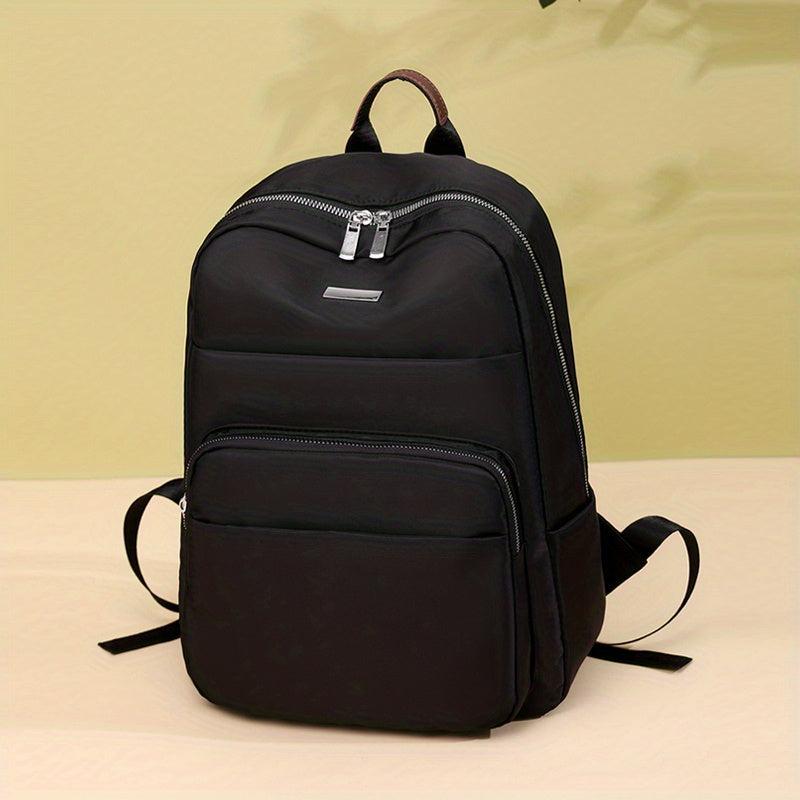 Solid Versatile Backpack for School Zipper Storage Daypack Minimalist Laptop Bag