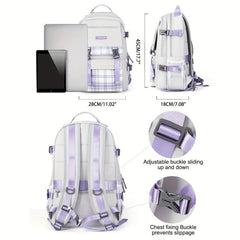 Plaid Pattern Backpack All Match Preppy School Daypack