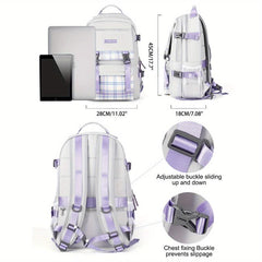 Plaid Pattern Backpack All Match Preppy School Daypack
