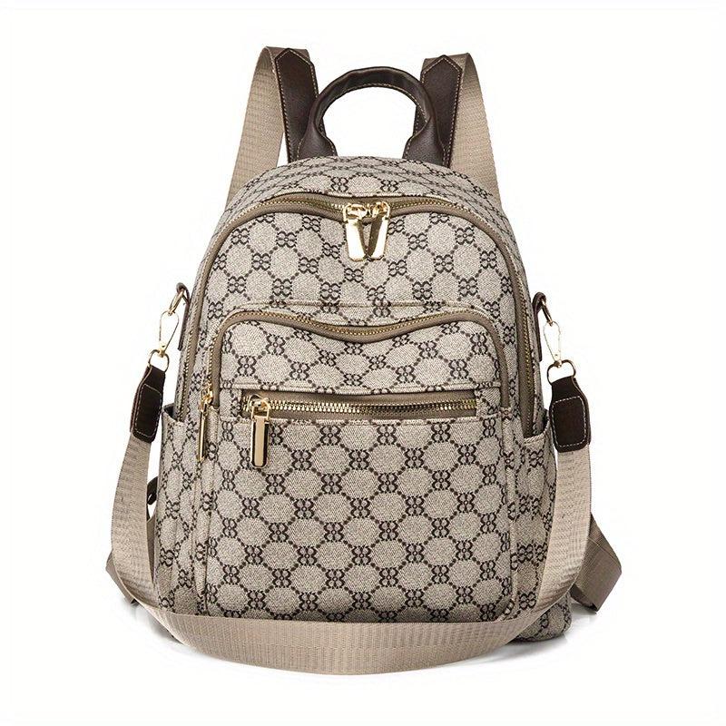 Vintage Preppy Style Backpack Purse Letter Print Two-way Shoulder Bag