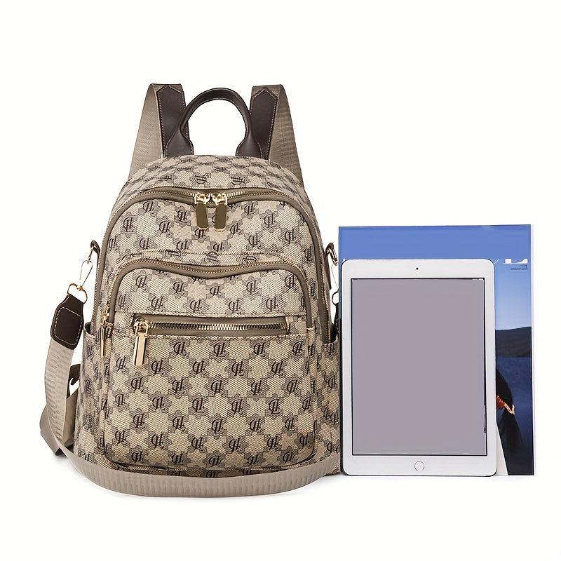 Vintage Preppy Style Backpack Purse Letter Print Two-way Shoulder Bag
