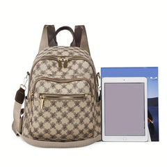 Vintage Preppy Style Backpack Purse Letter Print Two-way Shoulder Bag