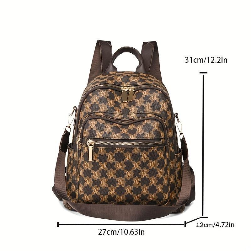 Vintage Preppy Style Backpack Purse Letter Print Two-way Shoulder Bag