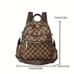 Vintage Preppy Style Backpack Purse Letter Print Two-way Shoulder Bag