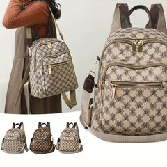Vintage Preppy Style Backpack Purse Letter Print Two-way Shoulder Bag