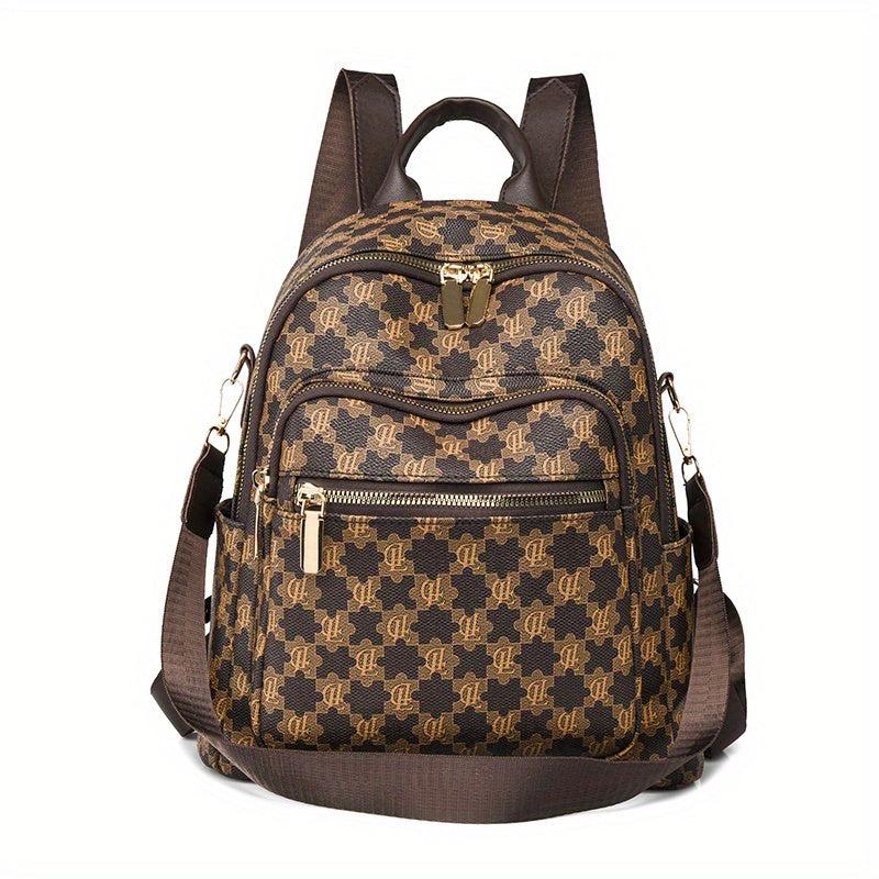 Vintage Preppy Style Backpack Purse Letter Print Two-way Shoulder Bag
