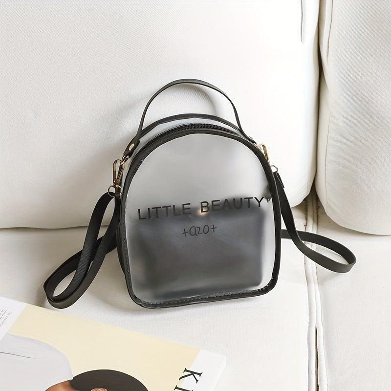 Clear Backpack Set with Letter Graphic Schoolbag and Crossbody Purse