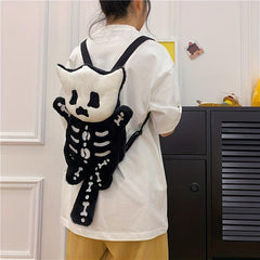 Plush Skeleton Backpack Funny Gothic Halloween Rucksack