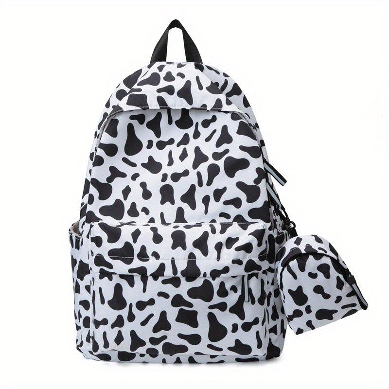 Cow Print Laptop Backpack Lightweight Nylon Travel Rucksack