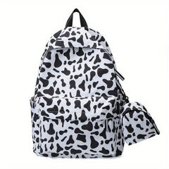 Cow Print Laptop Backpack Lightweight Nylon Travel Rucksack