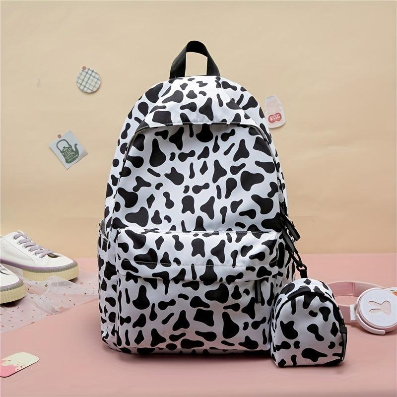 Cow Print Laptop Backpack Lightweight Nylon Travel Rucksack