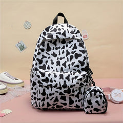 Cow Print Laptop Backpack Lightweight Nylon Travel Rucksack