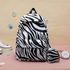 Cow Print Laptop Backpack Lightweight Nylon Travel Rucksack