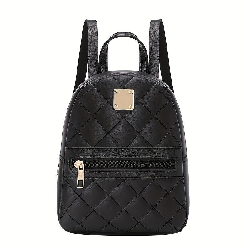 Quilted PU Leather Backpack Lightweight School Waterproof Bag