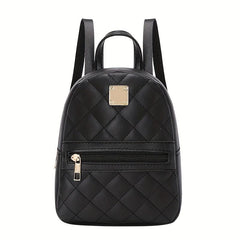 Quilted PU Leather Backpack Lightweight School Waterproof Bag