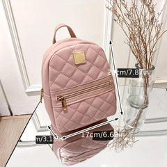 Quilted PU Leather Backpack Lightweight School Waterproof Bag