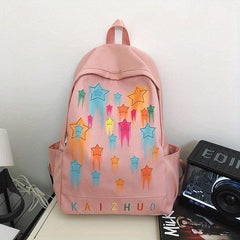 Colorful Star Print Preppy Backpack College Back To School Daypack