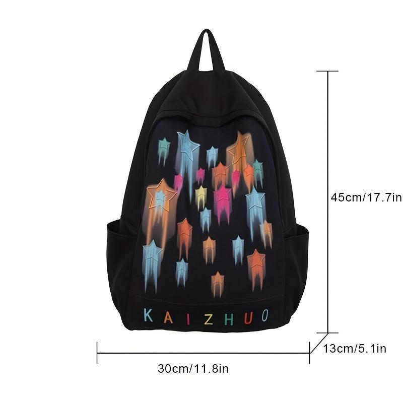 Colorful Star Print Preppy Backpack College Back To School Daypack