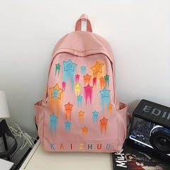 Colorful Star Print Preppy Backpack College Back To School Daypack