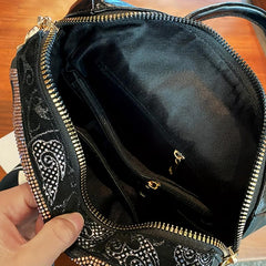 Rhinestone Glitter Glossy Backpack PU Leather School Travel Bag