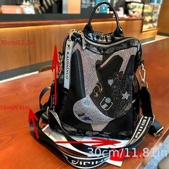 Rhinestone Glitter Glossy Backpack PU Leather School Travel Bag