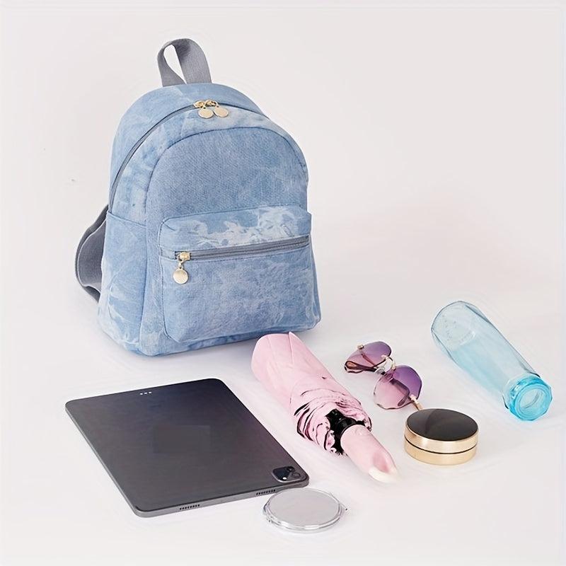 Mini Denim Canvas Backpack Double Shoulder Daypack Sweet Purses For Women