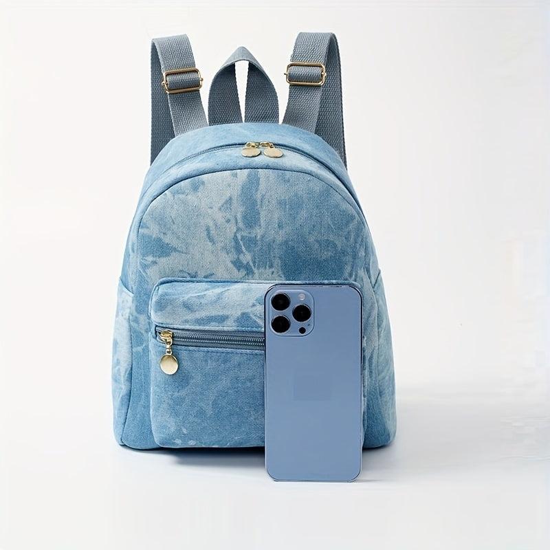 Mini Denim Canvas Backpack Double Shoulder Daypack Sweet Purses For Women