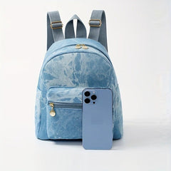 Mini Denim Canvas Backpack Double Shoulder Daypack Sweet Purses For Women