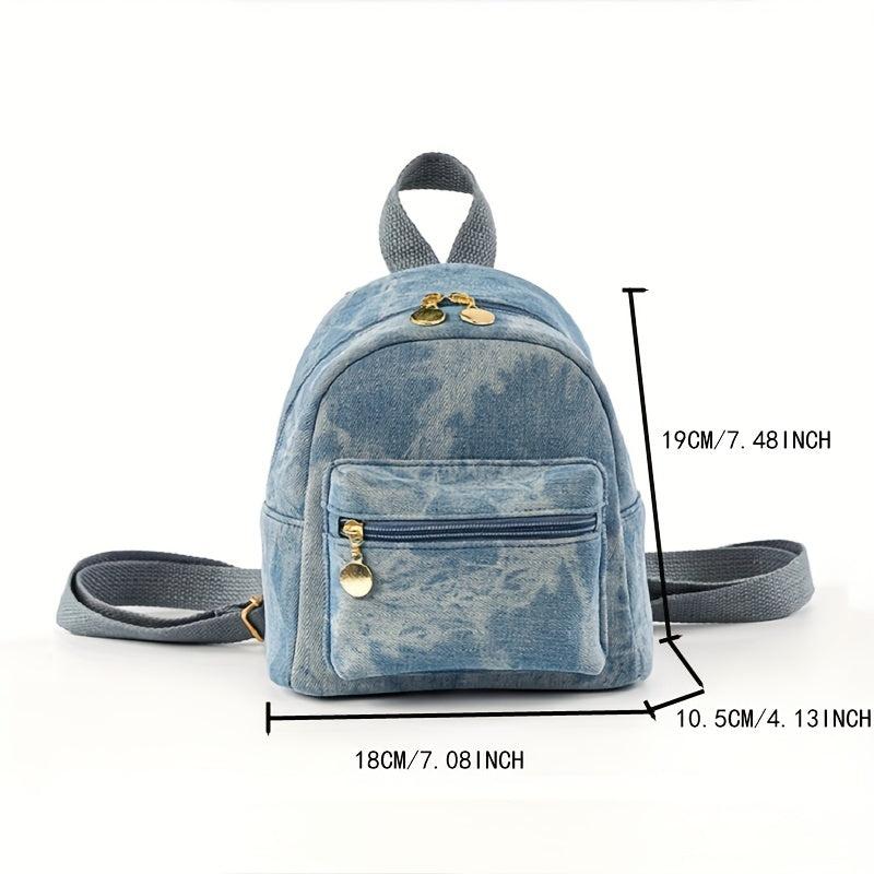 Mini Denim Canvas Backpack Double Shoulder Daypack Sweet Purses For Women