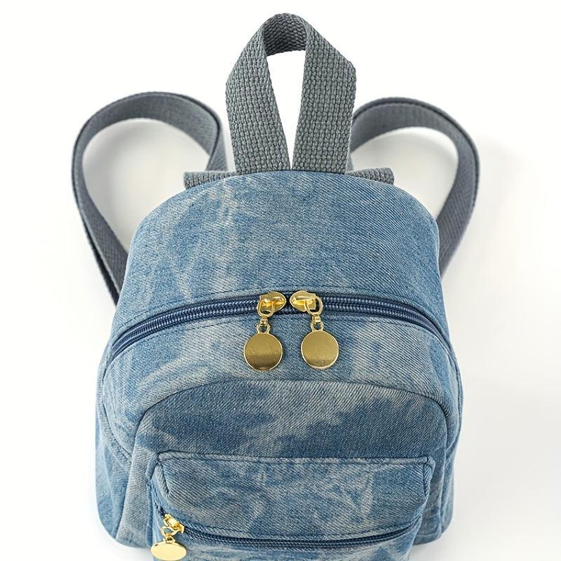 Mini Denim Canvas Backpack Double Shoulder Daypack Sweet Purses For Women