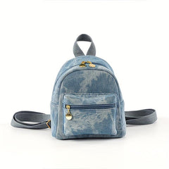 Mini Denim Canvas Backpack Double Shoulder Daypack Sweet Purses For Women