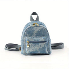 Mini Denim Canvas Backpack Double Shoulder Daypack Sweet Purses For Women