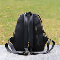 Peacock Embroidered Women's Backpack Canvas Travel Bag