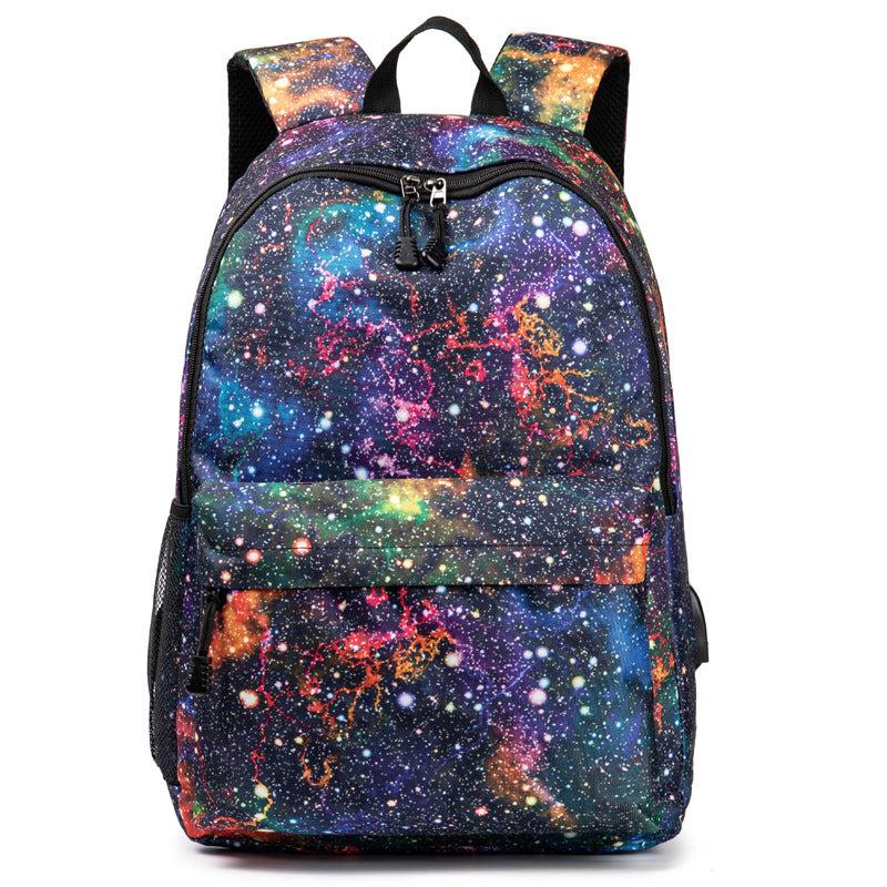 Stylish Pattern Zipper Backpack Large Capacity Rucksack