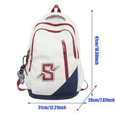 Colorblock Casual Zipper Backpack Large Capacity Rucksack