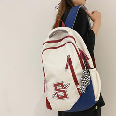 Colorblock Casual Zipper Backpack Large Capacity Rucksack